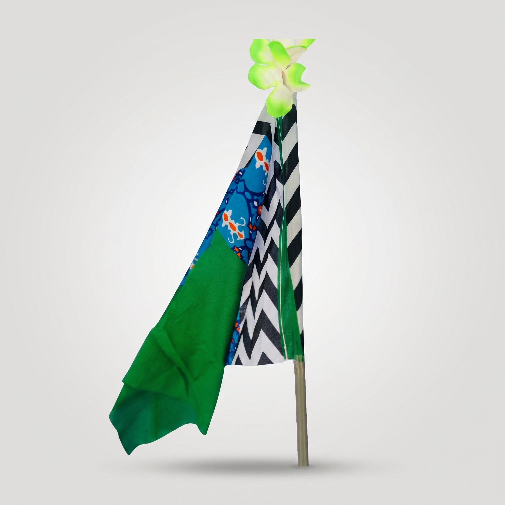 Dawateislami Flag Jashn-e-Eid Milad un Nabi Decorative Flag with Stick & Top Flower